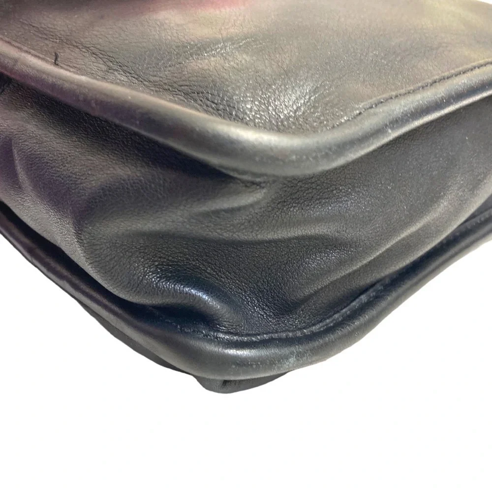 Tumi black leather vintage messenger bag
